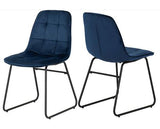 HAMILTON & LUKAS LARGE DINING SET (X6 CHAIRS) - MEDIUM OAK EFFECT/SAPPHIRE BLUE VELVET