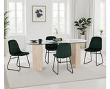 MODENA & LUKAS DINING SET (X4 CHAIRS) - CREAM/EMERALD GREEN VELVET