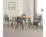 HAMILTON & ATHENS MEDIUM DINING SET (X4 CHAIRS) - MEDIUM OAK EFFECT/GREY FAUX LEATHER