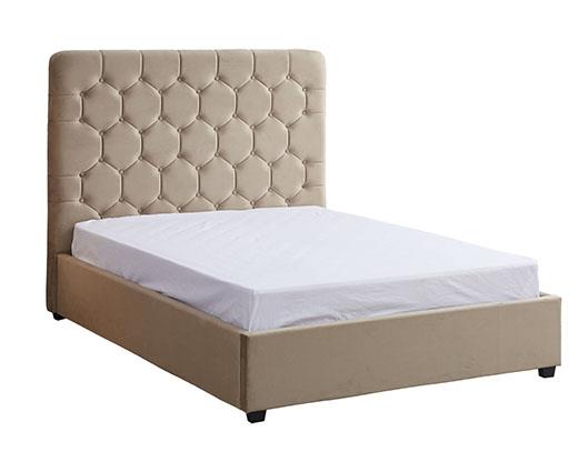 MADISON 4'6" BED - FAWN VELVET FABRIC