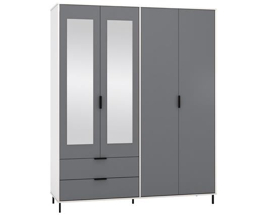 MADRID 4 DOOR 2 DRAWER WARDROBE - GREY/WHITE GLOSS