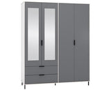 MADRID 4 DOOR 2 DRAWER WARDROBE - GREY/WHITE GLOSS