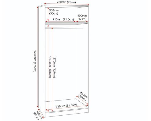 DAKOTA 2 DOOR WARDROBE - LIGHT GREY