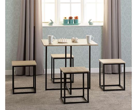 KENT 1+4 STOWAWAY DINING SET - SONOMA OAK EFFECT/BLACK