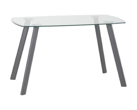 Alice Dining Set - Clear Glass/Grey/Grey Faux Leather