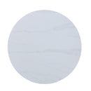 Aspen round dining table, gloss white sintered stone table top with black pedestal leg