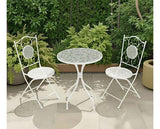 FERNE PATIO DINING SET - WHITE/GREEN LEAF