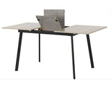 AVERY & LUKAS EXTENDING DINING SET (X4 CHAIRS) - CONCRETE/SAPPHIRE BLUE VELVET