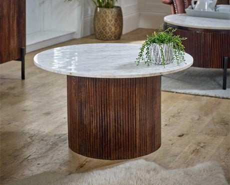 Opal Mango Wood Coffee Table With Marble Top