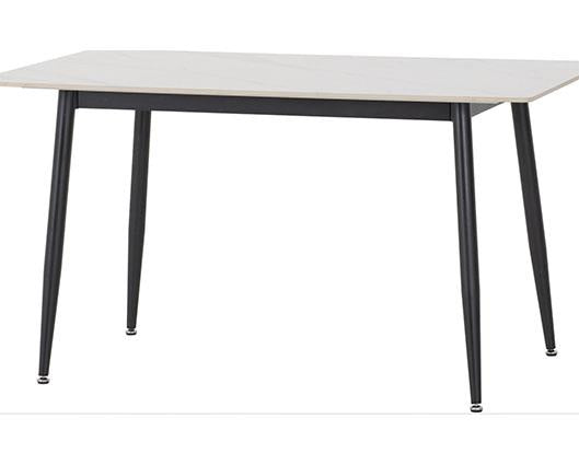 FENTON DINING SET (X6 CHAIRS) - WHITE/DARK GREY SUEDE FABRIC