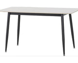 FENTON DINING SET (X6 CHAIRS) - WHITE/DARK GREY SUEDE FABRIC