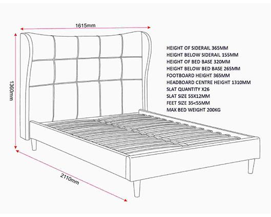 VERONA 4'6" BED - GREY FABRIC