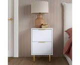 Zara 2 Drawer Fluted Bedside - White