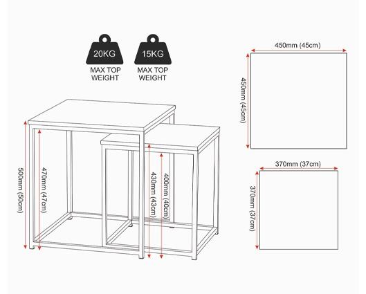 DALLAS NEST OF 2 TABLES - MARBLE/GOLD EFFECT