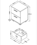 Luna 2 Drawer Compact Bedside Cabinet
