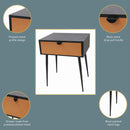 Jupiter metal 1 drawer bedside cabinet, copper drawer with black handle legs