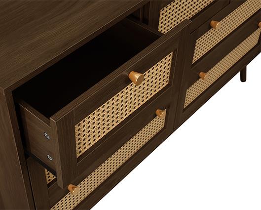 Croxley 7 Drawer Rattan Chest - Walnut