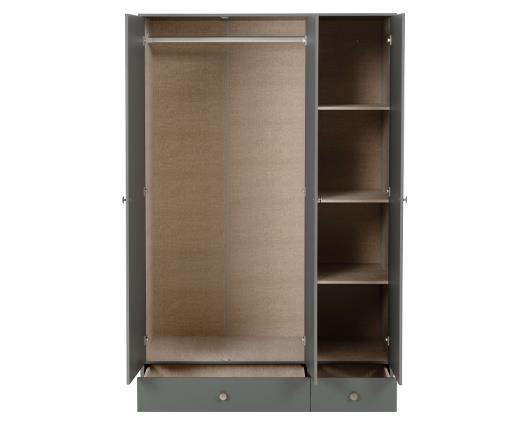 DENVER 3 DOOR 2 DRAWER MIRRORED WARDROBE - GREY GLOSS