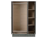 DENVER 3 DOOR 2 DRAWER MIRRORED WARDROBE - GREY GLOSS