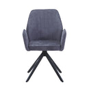 Aspen swivel dining armchairs, grey fabric with black metal legs (pair)