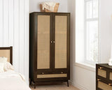 Croxley 2 Door 1 Drawer Rattan Wardrobe - Walnut