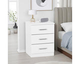DAKOTA 3 DRAWER BEDSIDE - WHITE