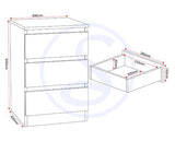MALVERN 3 DRAWER BEDSIDE X2 - SONOMA OAK EFFECT