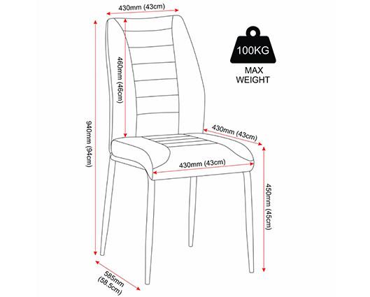 CHILTON DINING CHAIR (X4 PER BOX) - GREY FABRIC