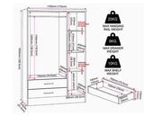 NEVADA 3 DOOR 2 DRAWER WARDROBE - BLACK GLOSS