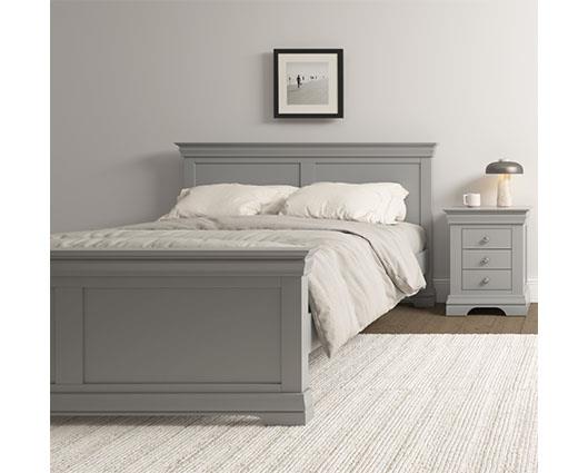 BORDEAUX 5' HIGH END BED - PEBBLE GREY