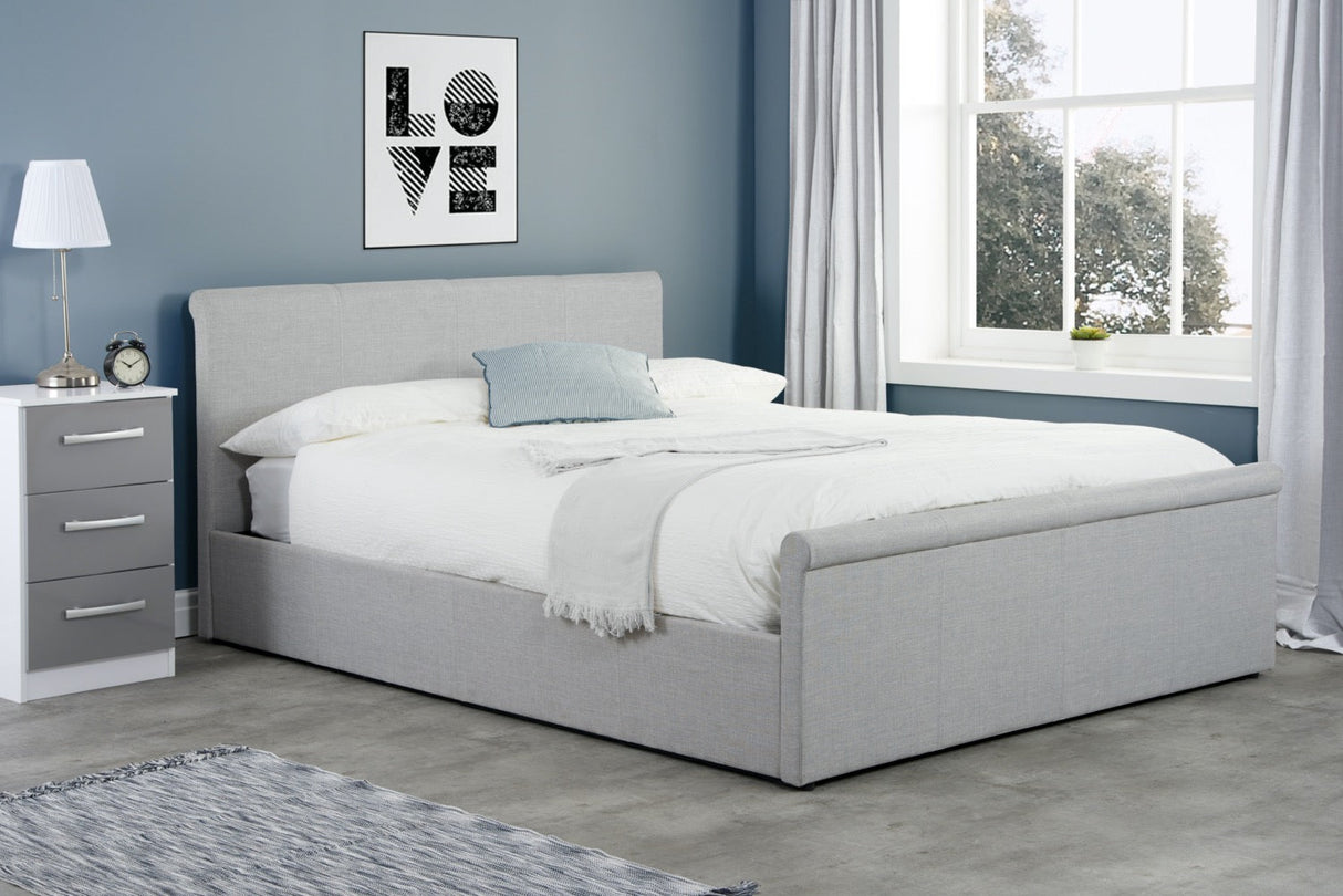 Stratus Small Double Ottoman Bed - Light grey