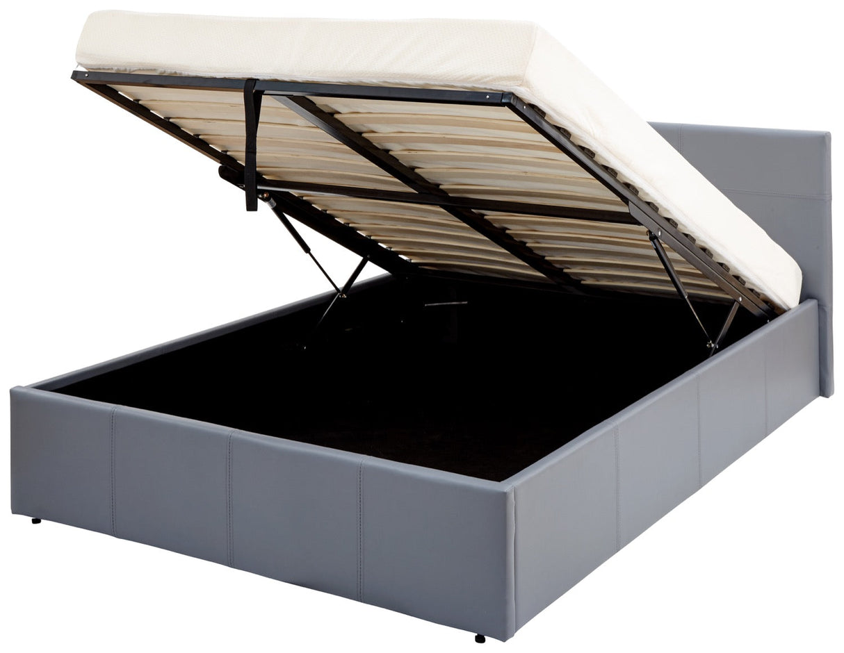 Small Double End Lift Ottoman Bed-Grey PU