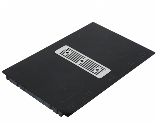 SIA 80cm Induction Hob With Built In Downdraft Extractor Fan & Filter Black 