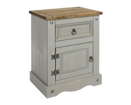 Corona Grey 1 Door, 1 Drawer Bedside Cabinet