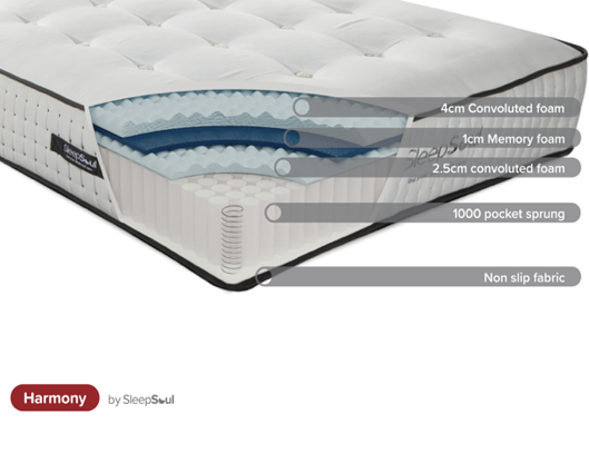 Roll Up Harmony 1000 Pocket Sprung Tufted Mattress (31.5cm Depth) - King