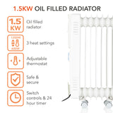Warmlite 1500W Oil Filled Radiator White