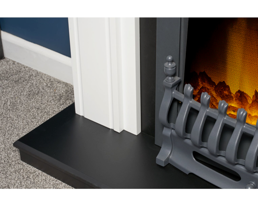 Giovannia  Fireplace Suite 39inch White/Black With Electric Fire - Black