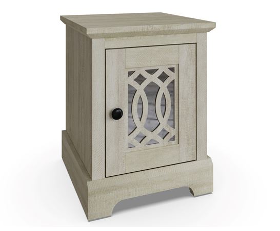 Amelie 1 Door Mirrored Bedside Table- Dusty Grey & Oak