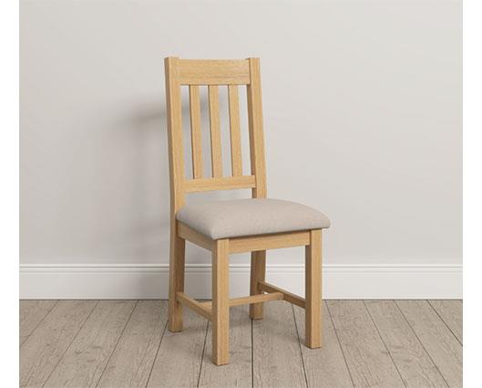 WINDSOR SLATTED DINING CHAIR (X2 PER BOX) - NATURAL OAK/OAT FABRIC