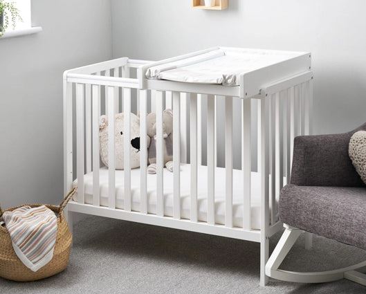Bantam Space Saver Cot, Under Drawer, Cot Top Changer & Fibre Mattress - White