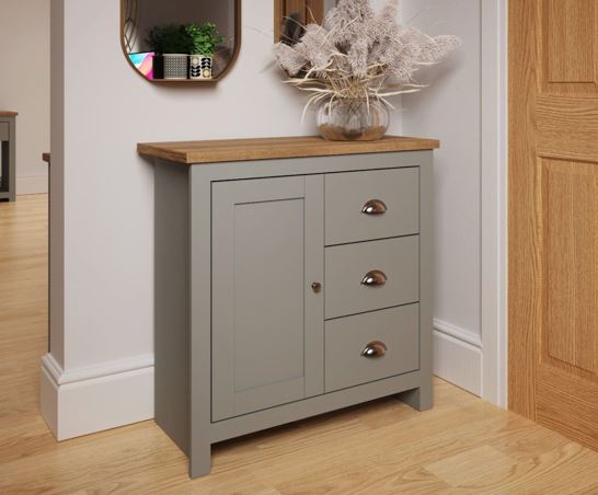 Lincoln 1 Door 3 Drawer Sideboard- Light Grey
