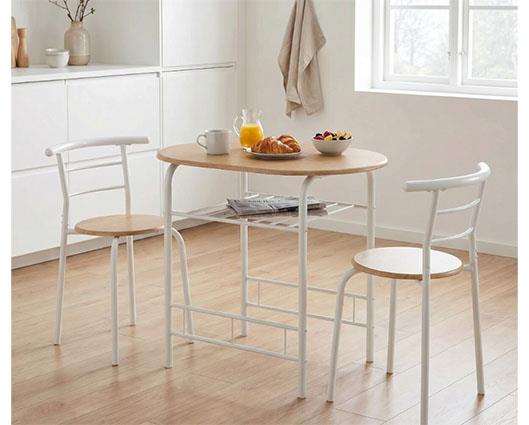 DERRY DINING SET (X2 CHAIRS) - WHITE/OAK