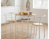 DERRY DINING SET (X2 CHAIRS) - WHITE/OAK