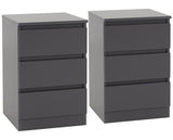 MALVERN 3 DRAWER BEDSIDE X2 - GREY