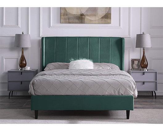 AMELIA 5' BED - GREEN VELVET FABRIC