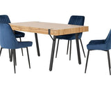 TREVISO & AVERY DINING SET (X4 CHAIRS) - LIGHT OAK EFFECT/SAPPHIRE BLUE VELVET