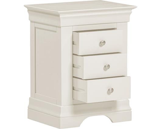 BORDEAUX 3 DRAWER BEDSIDE - IVORY