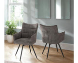 LEWIS CARVER SWIVEL DINING CHAIR (X2 PER BOX) - GREY FABRIC