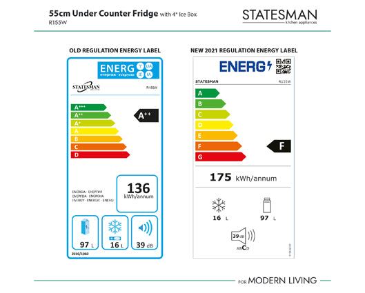 Statesman R155W 55cm Under Counter Fridge With 4* IceBox White