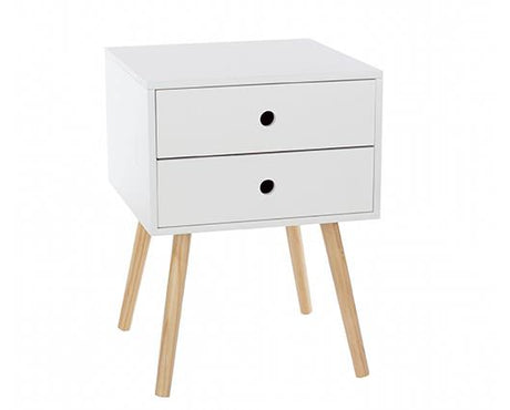 Scandia 2 Drawer Bedside Cabinet-White